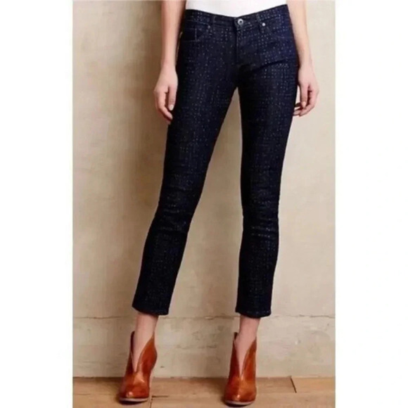AG Adriano Goldschmied Stevie Ankle Dark Wash Polka Dot Skinny Jeans 26 - Picture 1 of 4